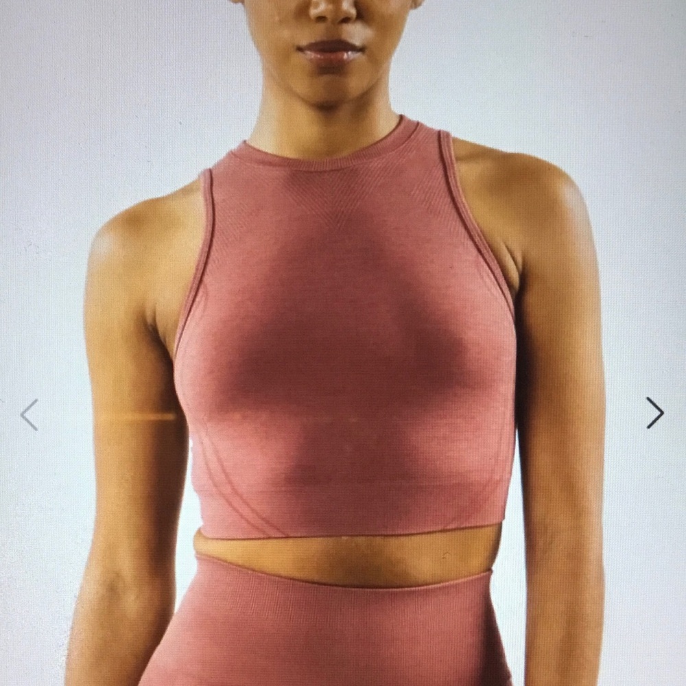 Alphalete High-Neck Seamless Crop Tank - Rose